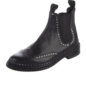 NEW!  rag & bone - Black Leather Chelsea Ankle Boots with Silver Accents